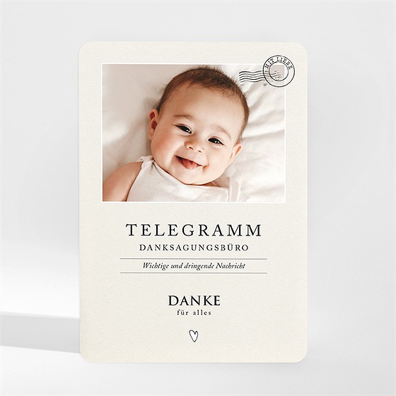 Dankeskarte Geburt Modernes Telegramm - Magnet