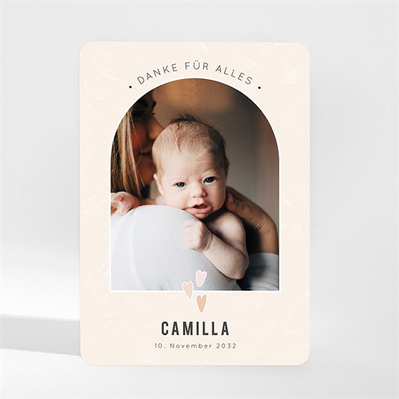 Dankeskarte Geburt Herzchen