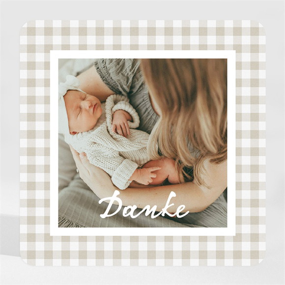 Dankeskarte Geburt Karomuster ref.N3002228