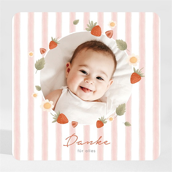 Dankeskarte Geburt Fruchtige Erdbeeren - Magnet