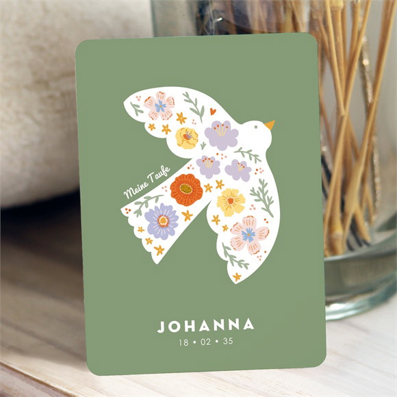 Einladung Taufe Blumige Taube ref.N251175