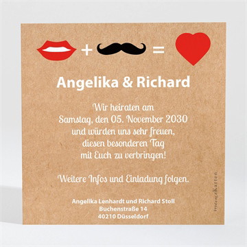 Save the Date Karte Herz und schnurrbart