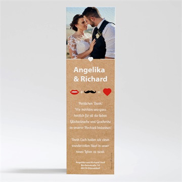 Dankeskarte Hochzeit Herz und schnurrbart