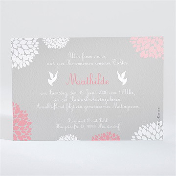 Einladung Kommunion taube mit blumen - Vue 2