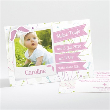 Einladung Taufe Pusteblume rosa