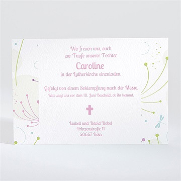 Einladung Taufe pusteblume rosa - Vue 2