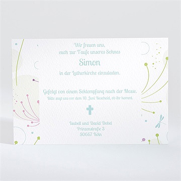 Einladung Taufe pusteblume blau - Vue 2