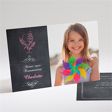 Einladung Kommunion weizenähren rosa