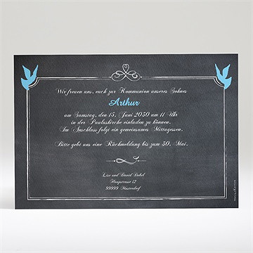 Einladung Kommunion weizenähren blau - Vue 2