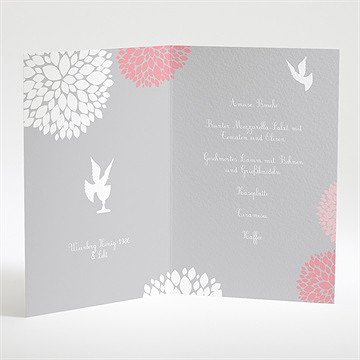 Menükarte Kommunion taube mit blumen - Vue 2