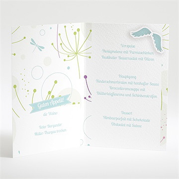 Menükarte Taufe pusteblume blau - Vue 2