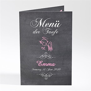 Menükarte Taufe rosa engel