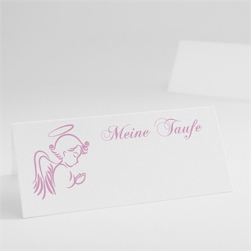 Tischkarte Taufe Rosa Engel