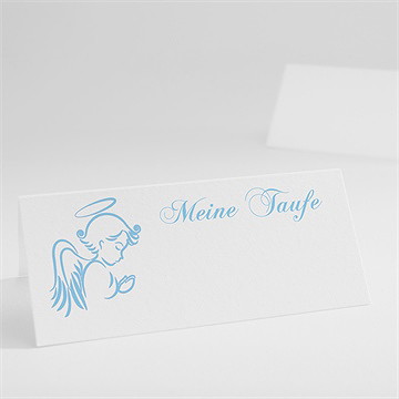 Tischkarte Taufe blauer engel