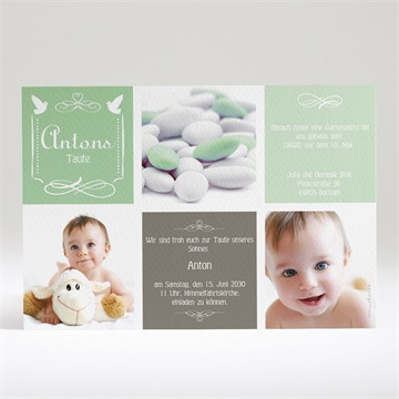 Einladung Taufe grünes patchwork