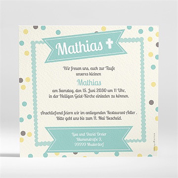 Einladung Taufe Taufkonfetti Junge - Vue 2