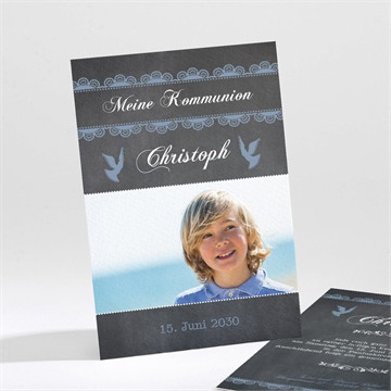 Einladung Kommunion Blaue taube