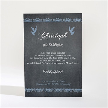 Einladung Kommunion blaue taube - Vue 2