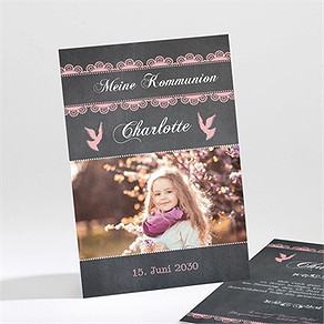 Einladung Kommunion rosa taube
