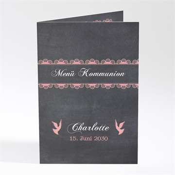 Menükarte Kommunion rosa taube - magnet