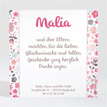 Dankeskarte Geburt blumig frisch