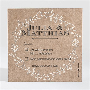 Antwortkarte Hochzeit zurück zur natur