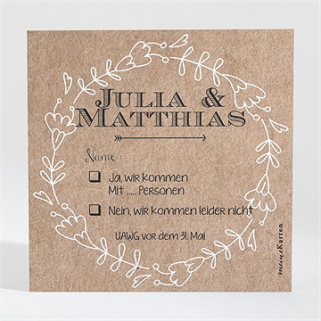 Antwortkarte Hochzeit zurück zur natur