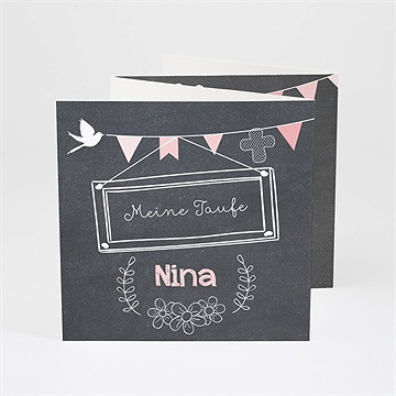 Einladung Taufe Kreidetafel Girly