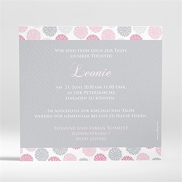 Einladung Taufe Blumen Feuerwerk - Vue 2