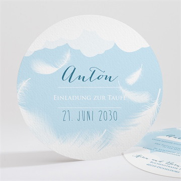Einladung Taufe Zarte federn