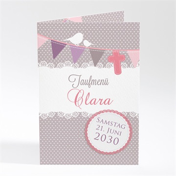 Menükarte Taufe vogelgesang mädchen- schachtel