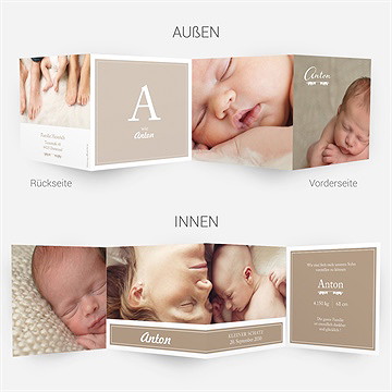 Geburtskarte Klassisches Beige - Vue 4