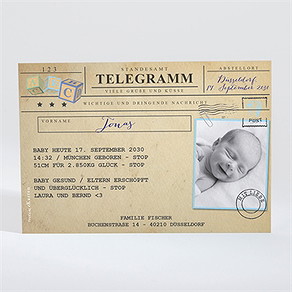 Geburtskarte telegramm jungen