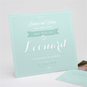 Einladung Taufe Grüne kalligrafie