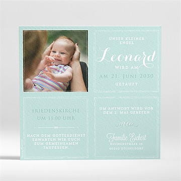 Einladung Taufe Grüne Kalligrafie - Sicht 2