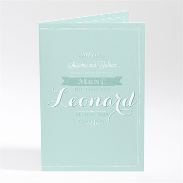Menükarte Taufe Grüne kalligrafie