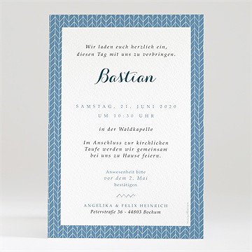 Einladung Taufe Blaues Muster - Vue 2
