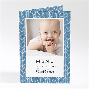 Menükarte Taufe blaues muster