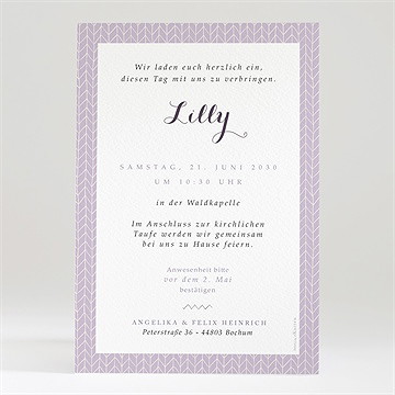 Einladung Taufe Rosa Muster - Vue 2