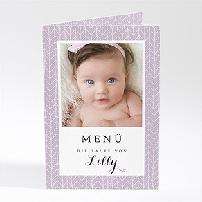 Menükarte Taufe rosa muster