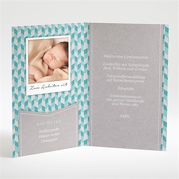 Menükarte Taufe Blaue Mosaik - Vue 2