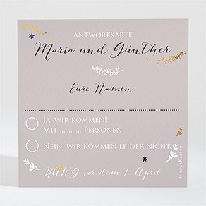 Antwortkarte Hochzeitsjubiläum damals wie heute