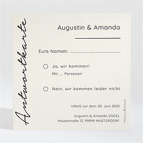 Antwortkarte Hochzeitsjubiläum moderne romantik