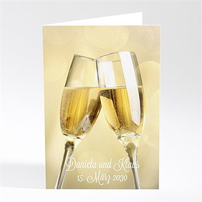 Menükarten Hochzeitsjubiläum champagnergläser