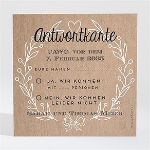 Antwortkarte Hochzeitsjubiläum ornamente und kraftpapier