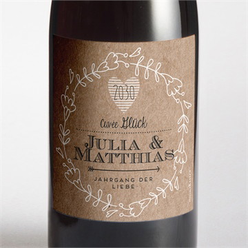 Flaschenetikett Hochzeit zurück zur natur