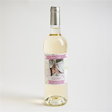 Flaschenetikett Taufe pusteblume rosa - vue 2