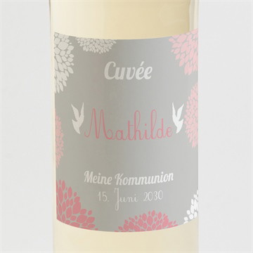 Flaschenetikett Kommunion Taube mit blumen - magnet