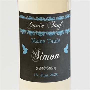 Flaschenetikett Taufe vintage spitze