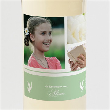 Flaschenetikett Kommunion grüner kommunionsgruß